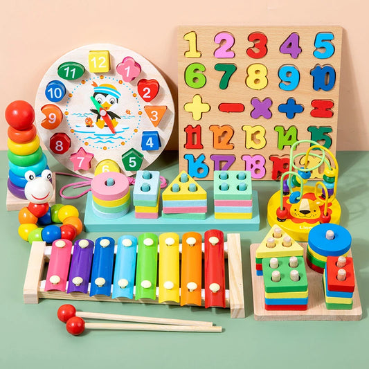 Wooden Montessori Baby Toys: Educational Developmental Blocks and Jigsaw Puzzles for Preschool Early Learning